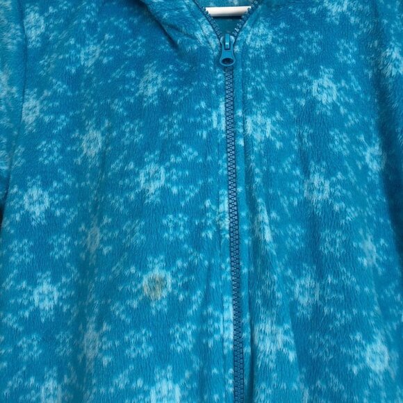 La Vie En Rose blue fleece onesie pajamas with zip-up closure & 1 slipper/sock M - Picture 5 of 14